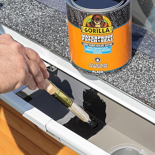 Gorilla Patch & Seal Liquid Rubber Waterproof Sealant, Black, 32 Ounce (Pack of 6) - Seals Out Water, Air, and Moisture