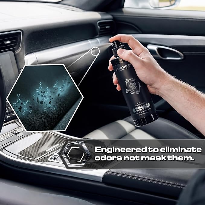 Blackline Car Care - Dark Ice Car Air Freshener, Long-Lasting, Oder Eliminator, for Cars, Trucks, SUV, or Home Use - 8 fl OZ - Air Freshener - Dark Ice Spray