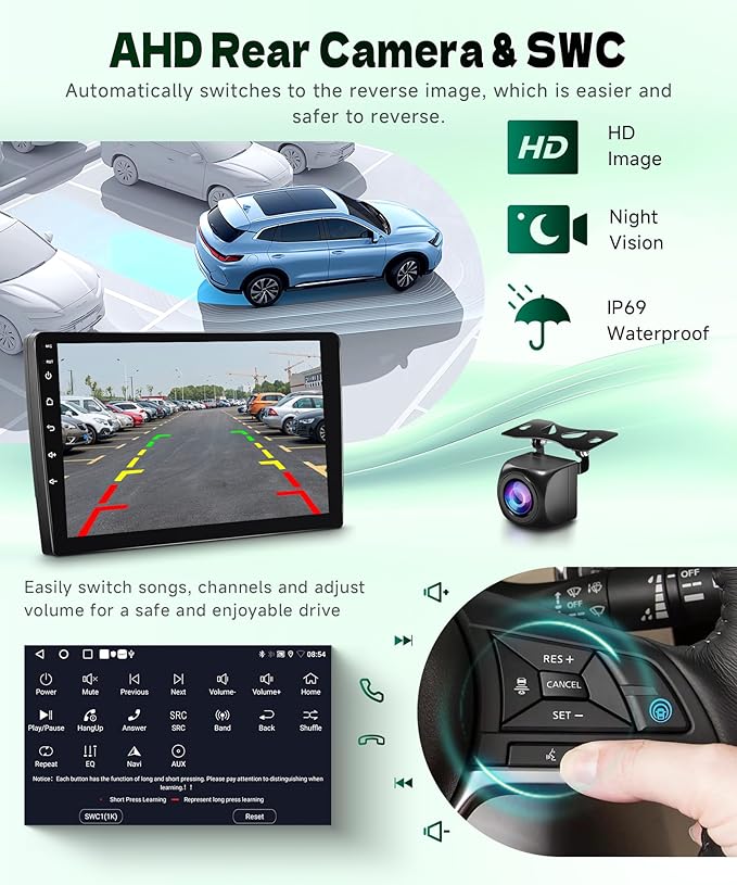 [5GHz-WiFi/Android 15] for Honda Civic 2006-2011 Wireless Carplay Android Car Stereo Support Wireless Android Auto with GPS Navigation AHD Backup Camera FM RDS Radio Receiver EQ SWC 2G+64G