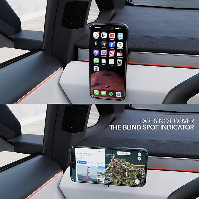 TWRAPS Phone Mount Charger for Tesla Cybertruck 2024-2026, Compatible with MagSafe Cases and iPhone 17 Including Pro & Max, No Glue Magnetic Dash Anchor, Cyber Truck Dashboard Accessories