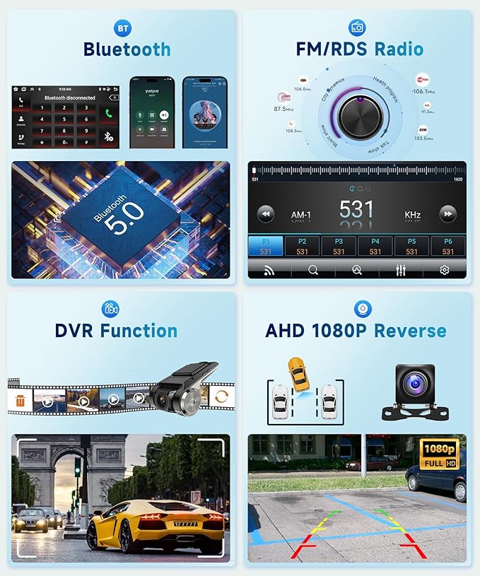 Podofo 8 Core 2+64G Radio for Honda Accord 2008-2013 Car Stereo Wireless CarPlay/Android Auto 10.1 Inch IPS Touch Screen Android 13 GPS WiFi Bluetooth 32-Band DSP SWC AHD Camera