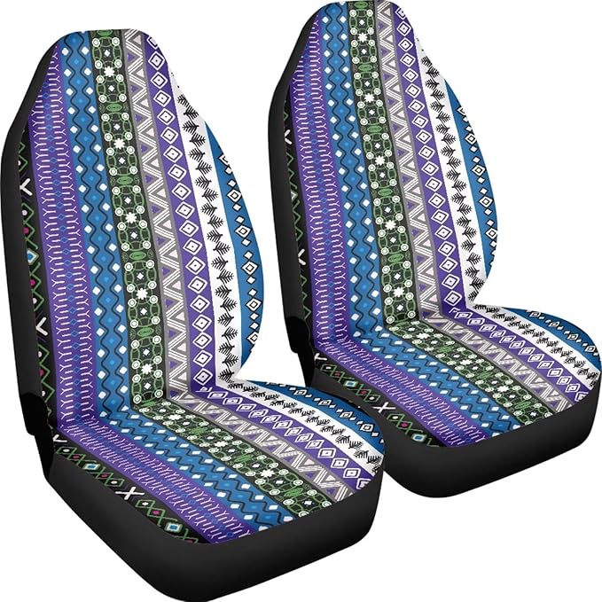 Baga Ethnic Striped Print Print Car Seat Covers for Women Men,Universal Auto Front Seats Protector Fits for Car,SUV Sedan,Truck