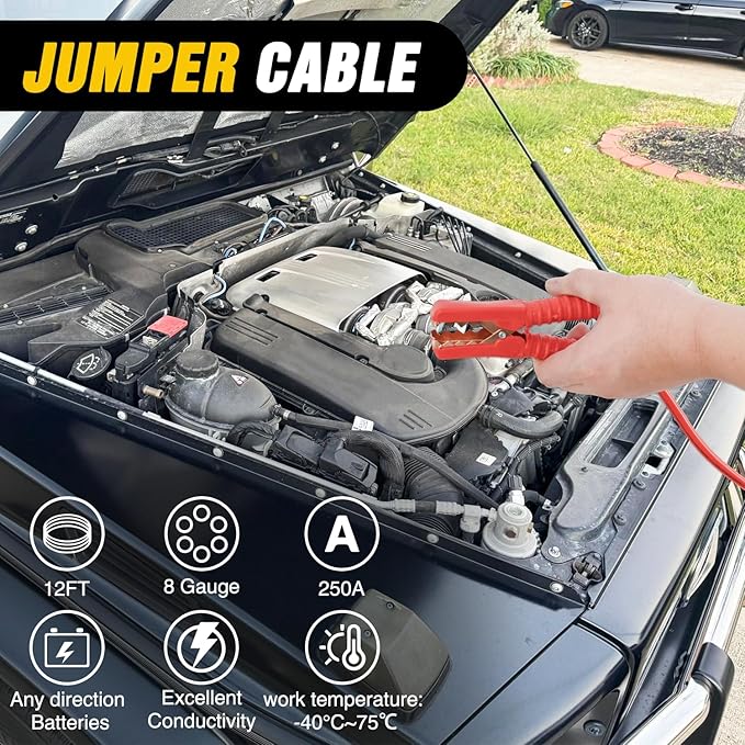 Nilight Car Emergency Kit with Jumper Cable Air Compressor Tire Repair Essential Tools First Aid Alligator Connector Electrical Kit for Travel Camping Outdoor Cars Truck SUV RV