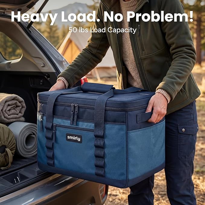 SMIRLY Cooler Bags Insulated – Collapsible Cooler, Portable Leakproof and Soft Sided - Large Foldable Ice Chest for Camping, Beach, Travel, Picnic, Car, Grocery