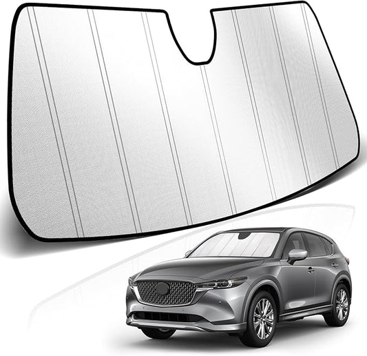KUST Windshield Sun Shade for Mazda CX-5 2018-2025 Foldable Thicken Window Sunshade UV Protection Keep Cool Sunshield Easy Install Sun Visor Accessories Aluminum Film