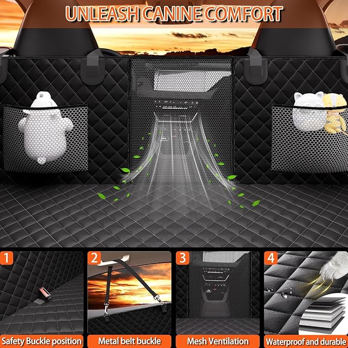 Chilino Back Seat Extender for Dogs - Large Space, Waterproof Dog Car Seat Cover for Back Seat with Hard Bottom Holds 420lbs, Upgraded Material Waterproof Pet Car Bed Dog Hammock for Car, SUV,Truck