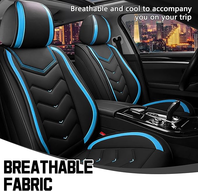 CTDS Car Seat Covers for Toyota Corolla 2000-2026, Stylish Sport Seat Cover, Premium Nappa Leather Car Seat Cover. Automobile Seat Covers Sets.(Standard 2 Seats/Black Blue)