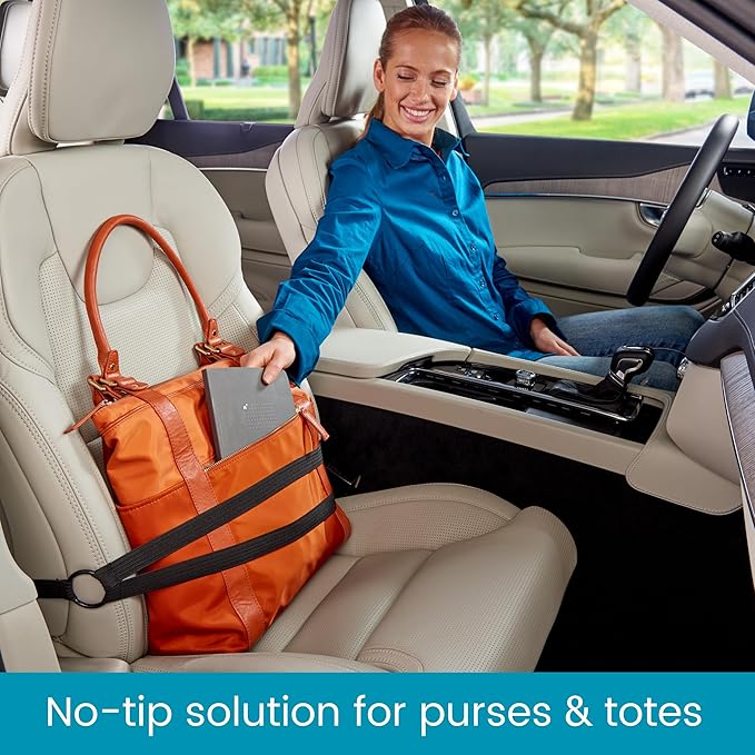 High Road HoldTight Car Purse Holder, Grocery Bag Holder and Package Strap for the Front Seat, Back Seat or Trunk - 2-pack
