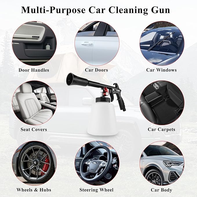 HANDY Tornado Air Cleaning Gun 80-160PSI High Pressure Car Blow Gun, 2 Nozzles, Powerful Air Blast for Dust & Dirt Removal, Surface Cleaning Tool