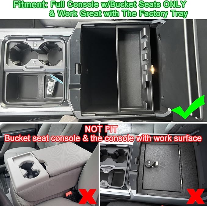 PIMCAR Center Console Organizer for 2023 2024 2025 2026 Ford F250 F350 F450 F550 Super Duty | Custom Fit Insert Compatible with Factory Tray (Fits Bucket Seats) - One Tray