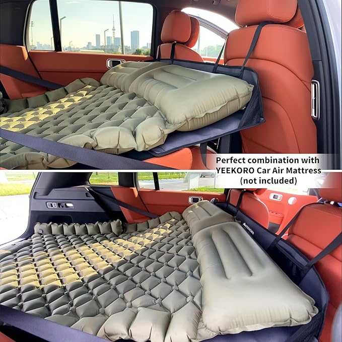 Car Rear Seat Mattress Extension Plate, Foldable Car Back Seat Extender，Portable Mattress for Sleeping, Increase Travel Trunk Space and Car Bed Camping Space for Cars, SUV, Model Y/3