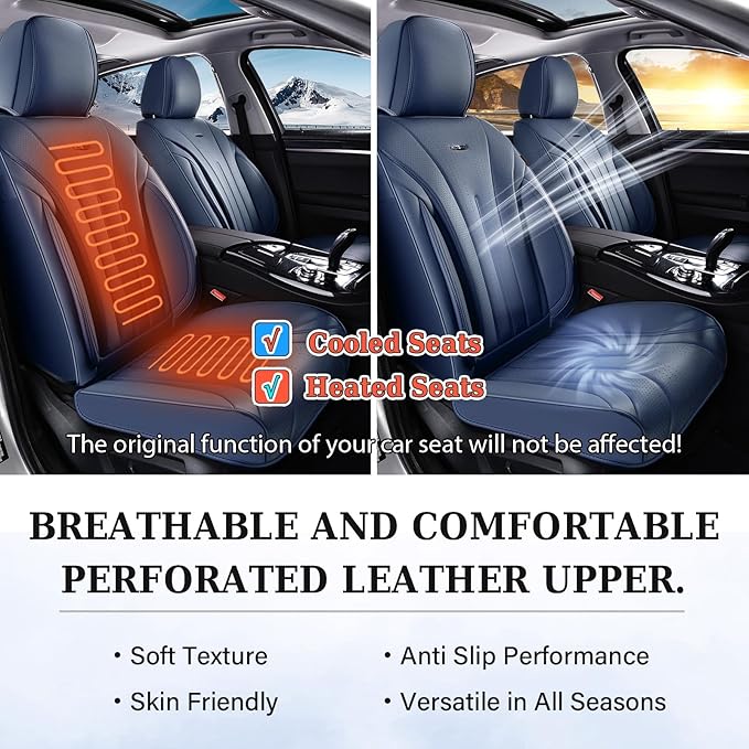 Coverado Leather Seat Covers, 5 Seats Waterproof Seat Covers for Cars, Front and Rear Seat Cover, Luxury Car Seat Protectors, Universal Car Seat Cushions Automotive Accessories Fit for Most Cars, Navy