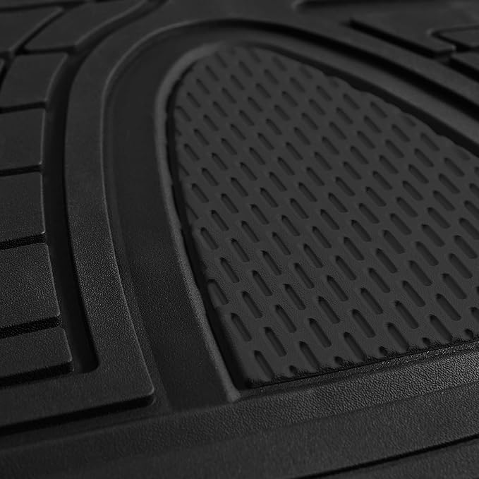 FH Group Automotive Floor Mats Tall Channel Black Universal Fit Full Set Climaproof™ for Most Sedan, SUV and Trucks, Trimmable Rubber Combo Small Car Seat Cover Design Heavy-Duty Floor Mats for Car