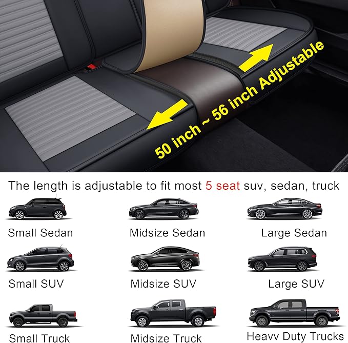 LINGVIDO Full Set Car Seat Covers, Faux Nappa Leather, Airbag Compatible and Waterproof Protectors for Sedans SUVs, Breathable Interior for Active Families, Pets, and Commuters (5 Seats, Black/Gray)