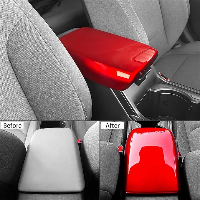 ABS Car Central Console Armrest Cover Armrest Cushion Cover Center Console Box Pad Compatible with Kia K4 2025-2026 Accessories (Glossy Red Style)