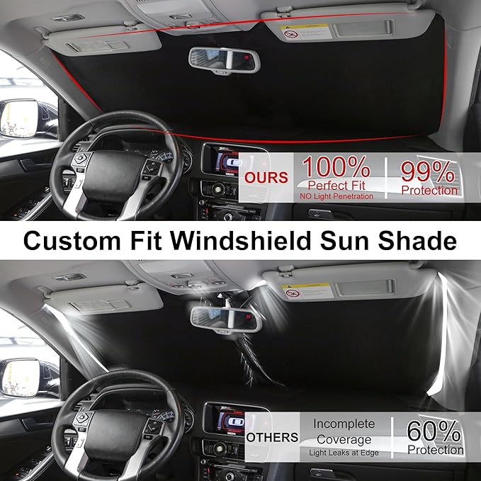 Windshield SunSshade Compatible with 2013-2021 Volkswagen Golf GTI e-Golf VW Golf R 4 Door Hatchback Accessories Sunshade Sun Visor Protector Keeps Car Cool