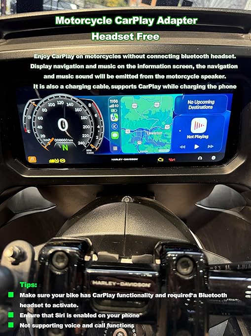 USB-C Motorcycle CarPlay Bypass Adapter Cable,Activate Motorcycle CarPlay Screen Casting Without Bluetooth Headset,Compatible with Harley/Goldwing/Indian,Support Charging Simultaneously