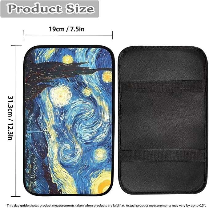 Car Center Console Armrest Cushion Cover for Van SUV Trucks Sedan,Van Gogh Starry Night Auto Decor Accessories Breathable Vehicle Armrest Cushion Pad,Universal Fit