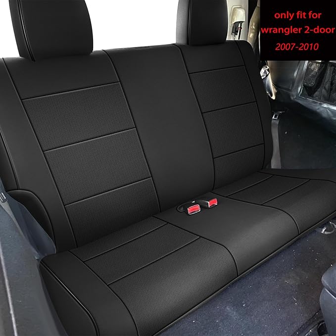 AOMSAZTO Custom Fit Seat Covers for Jeep Wrangler 2-Door 2007 2008 2009 2010 Faux Leather Car Seats Cover Black