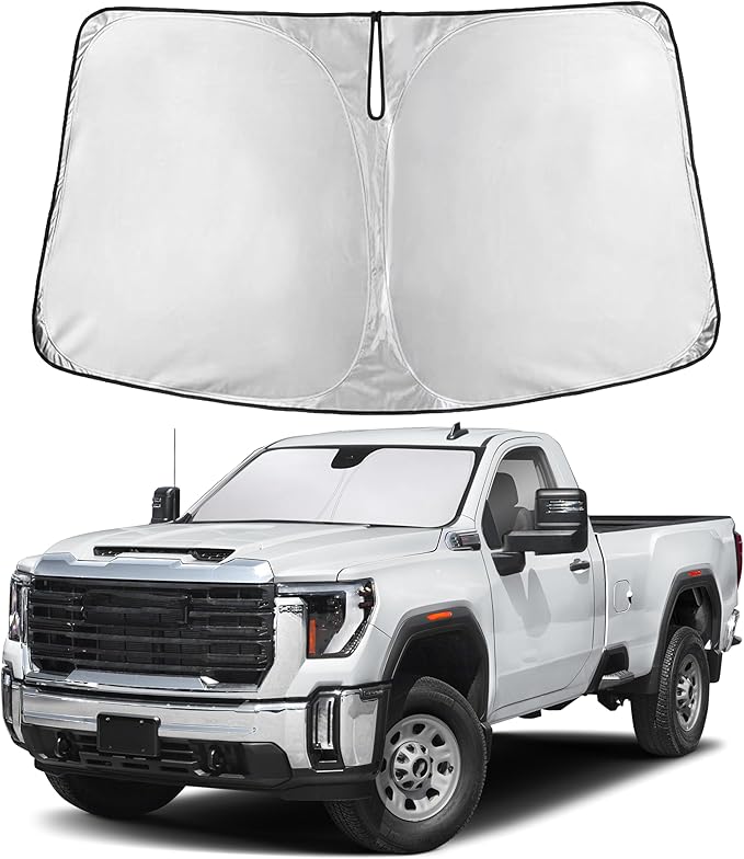 EcoNour Windshield Sunshade Compatible for GMC Sierra 1500 2500 3500 2019-2024 2025 2026, Sun Visor for Front Window Sun Shade Cover, UV Heat Blocker & Protector, Car Accessories