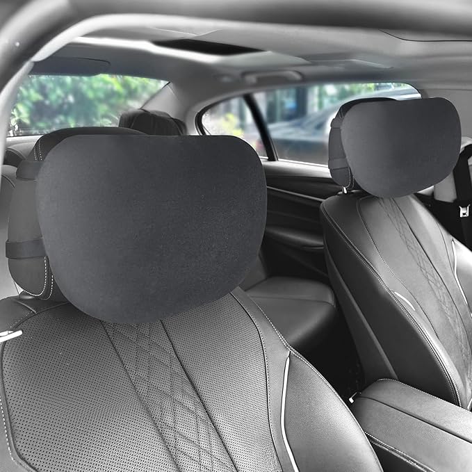 Upgrade Car Neck Pillow with Graphene Fabric Automotive Seat Cushions of Headrests for Relieving Neck Stiffness Seat Neck Support Pillow, Fits All Vehicles(Grey 2-Pack)