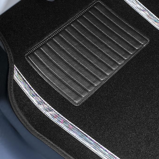 FH Group Universal Fit Car Floor Mats – All-Purpose Carpet Floor Mats & Protectors for Cars, SUVs & Trucks, Durable Automotive Carpet Mats, White & Black