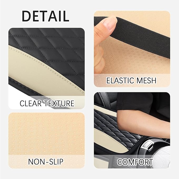 IHOTDER Patchwork Leather Center Console Covers for Cars,Upgraded Arm Rest Cover for Car with Side Storage Pocket for Car Seat Organizer,Middle Console Cover Stylish Car Decoration (Light Beige)