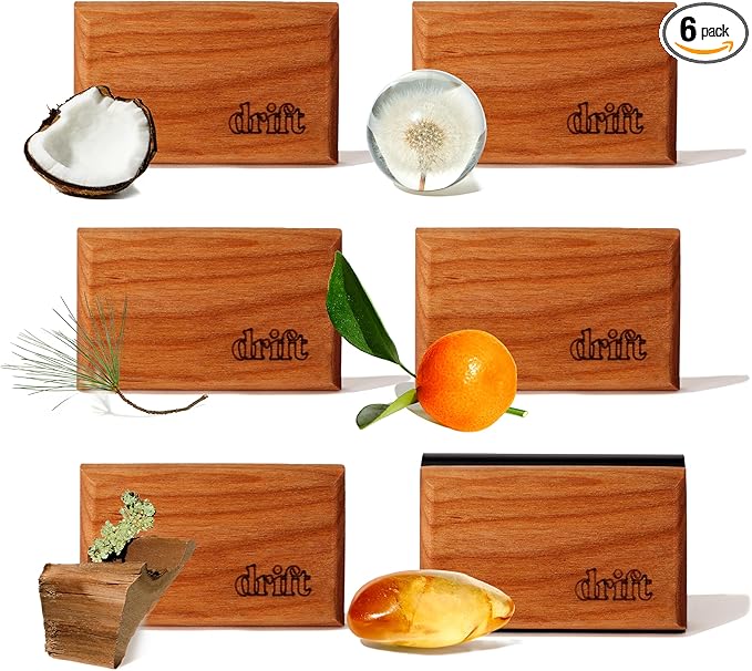 Drift Car Air Freshener Starter Kit - Wooden Deodorizer - Vehicle Odor Remover - Auto Scent Diffuser - Long-Lasting Car Freshening - Variety 6 Pack