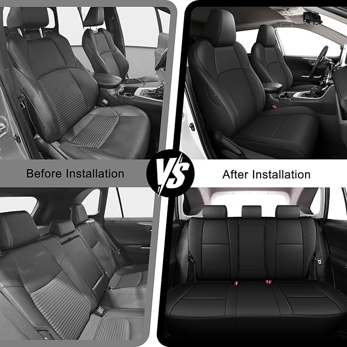 AOMSAZTO Custom Fit Seat Covers for Toyota bZ4X XLE,Limited 2023 2024 2025 2026 Full Set Waterproof Faux Leather Cover Seat Set Interior Accessories Cushion Protector Breathable Seat Cover Sets Black