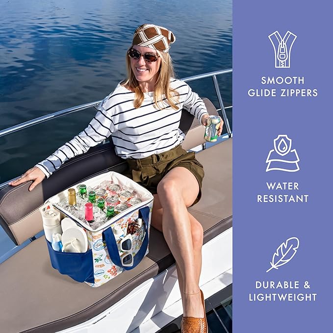 Fit & Fresh, 24-Can Soft Cooler Bag Insulated Leak-Resistant, Portable Soft Cooler, Large Cooler, Soft Sided Cooler Bag, Travel Cooler, Al Fresco