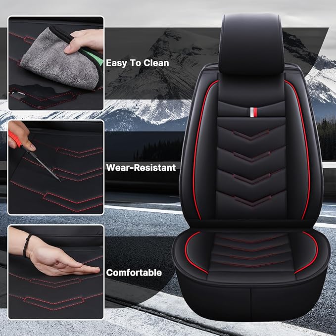 Car Seat Cover for Chevrolet Camaro 2000-2024, Durable Wear Resistant Waterproof Vehicle Cushion Covers, Breathable No Odor Premium Leather Vehicle Seat Covers.(Standard,Black Red)
