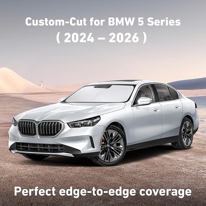 EcoNour Windshield Sunshade Compatible for BMW 5 Series 2024 2025 2026 (530i, 530i xDrive, 540i xDrive, The 550e xDrive) Sun Visor for Window Sunshade Cover, UV Protector, Car Accessories