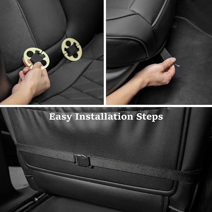 JOJOBAY 2pack Leather Car Seat Cover,Bottom Seat Covers for Cars,Front Seat Protector,Fit for 95% of Vehicles - Padded,Anti-Slip,Premium Leather(2 PCS,Black)