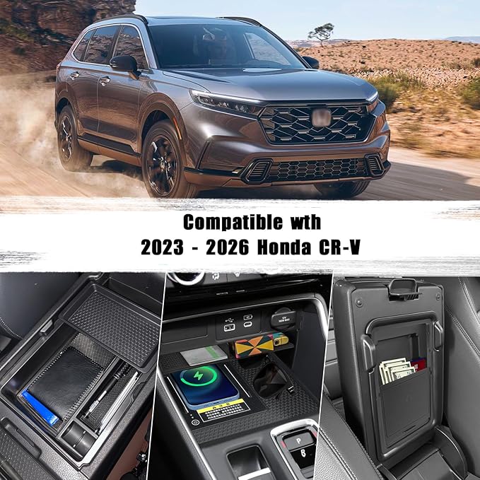 3PCS Center Console Organizer Compatible with 2026 2025 2024 2023 Honda CRV Armrest Storage Box Armrest Hidden Storage Box Secret Compartment Insert Tray Interior Accessories