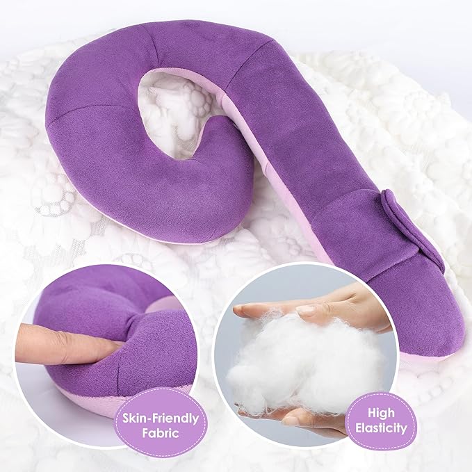 Kids Travel Neck Pillow, Toddler Travel Pillow for Car & Airplane and Head & Chin Support, Comfortably Travel Neck Pillow for Road Trip Sleeping, Gifts for Toddler/Kids (Deep Purple & Light Purple)