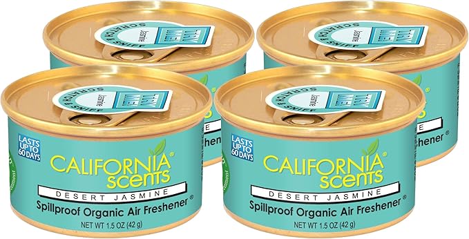 California Scents Spillproof Organic Air Freshener, Desert Jasmine, 1.5 Ounce Canister (Pack of 4)