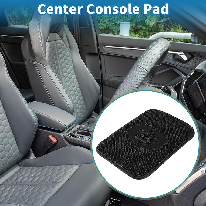 Car Armrest Cushion Pad Non-slip 12.20" x 8.66" Suede Black Center Console Lid