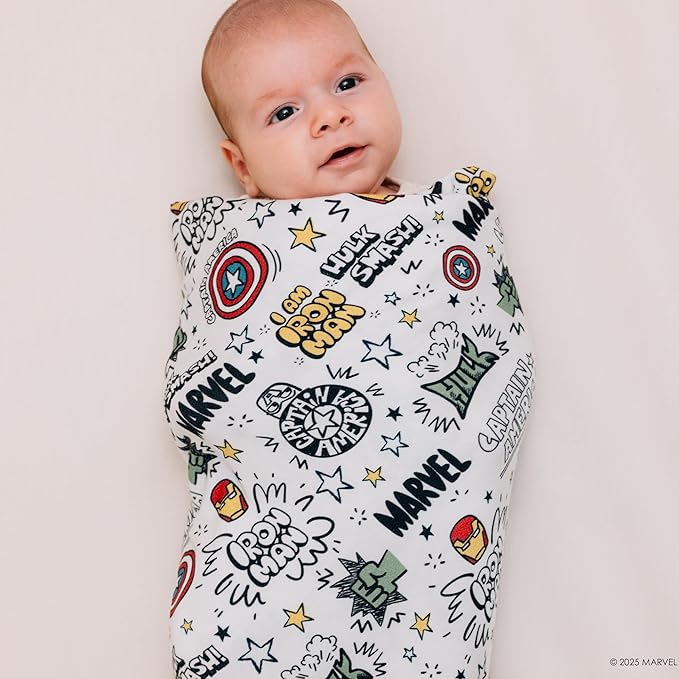 Milk Snob Marvel Infant Boy/Girl Swaddle Blanket, Soft Receiving, Security and Play, Toddler Infant Newborn Bedding, Baby Shower, Baby Registry Gift (Mighty Heroes) 34 * 34 inches