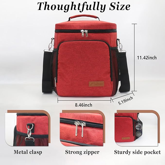 TuErcao Insulated Cooler Bag 6/24 Can Collapsible Leakproof Soft Sided Cooler for Car, Portable Foldable Small Ice Chest for Beach Camping Picnic Travel, 5/15qt Lunch Box for Men Work