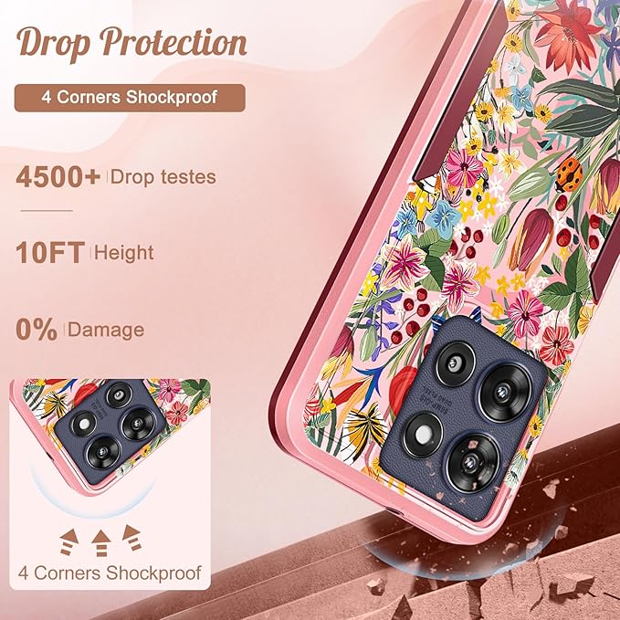 LISEVOfor Moto G Power 2025 Case - for Motorola Moto G Play 2025 Case Compatible with MagSafe Women Cute Girls Magnetic Protective Phone Cover Girly Floral Flower Heavy Duty Shockproof Design