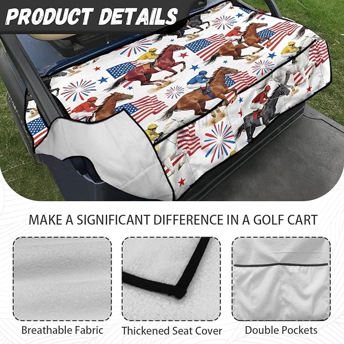 Biyejit Golf Cart Seat Covers with 4 Pockets Golf Cart Seat Towel Blanket Fits 2-Seat Golf Carts, Golf Cart Accessories