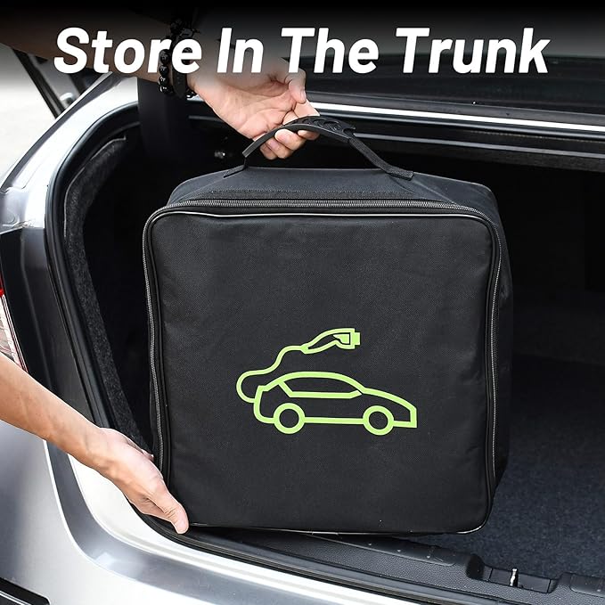XhuangTech Waterproof EV Charging Cable Storage Bag Organizer, Heavy Duty Portable EV Charger Case for Electric Vehicle Chargers, Jumper Cables, Extension Cords, Hoses, Adapters, & Car Accessories