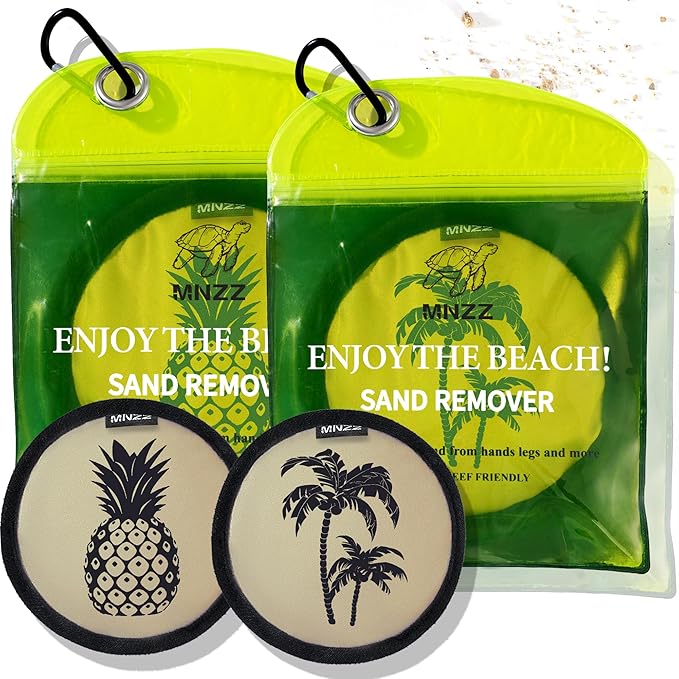 MNZZ Beach Sand Remover Bag Lightweight Compact Eraser for Towel Blanket Chair Tent Shell Toy Shovel Umbrella Hat Shade Cover Canopy Travel Picnic Outdoor Pool Accessory Pouch 2 Pack