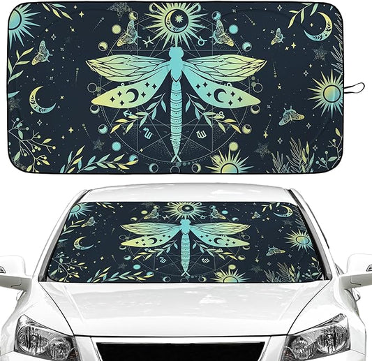 Dragonfly Car Windshield Sun Shade Foldable Sunshade Front Window Cover Sun Visor Protector Accessories (59x27.5 inches)