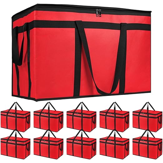 Bodaon 10-Pack Insulated Food Delivery Bag, XXXL Catering/Pizza Cooler Bags, Rideshare Delivery Bag, Warmer/Frozen, Cold/Hot Thermal Styrofoam Carrier for Car/Travel/Shopping