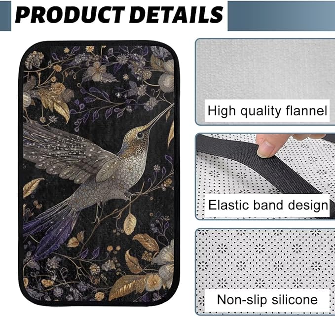 Hummingbird Flower Console Cover Armrest Pad Soft Car Armrest Cushion Anti-Slip Washable Car Center Console Lid Cover Accessories Fit Sedans,Cars,Vans,SUV,Truck