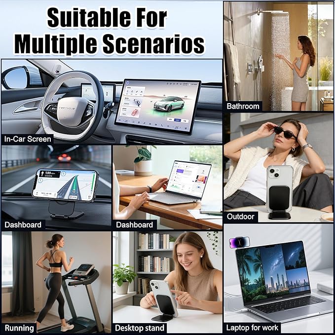 Ultra-Thin Foldable Magnetic Car Phone Mount,Ultrathin Adjustable Magnetic Phone Holde,New Portable Foldable Magnetic Phone Mount, 270°Adjusta ble Cell Phone Holder for Your Car/Gym/Mirror Compatible