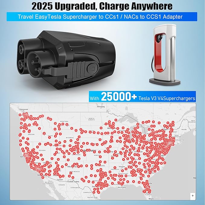 2026 Upgraded Tesla Supercharger to CCS1 Charger Adapter, [Max 500A 1000V] Fast Charge Electric Vehicle Charging Adapter, NACS to CCS Electric Vehicle Adapter Fit for All Ford EVs, GM, Rivian