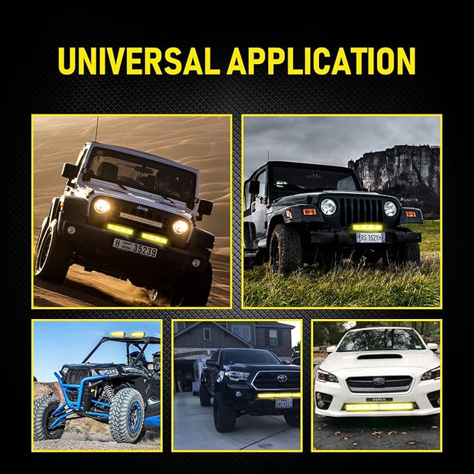 12 Inch Yellow Fog Lights 240W 24000LM Yellow LED Light Bar Offroad Spot Flood Combo Triple Row Driving Work Lamps Compatible with Jeep SUV ATV UTV Pickup Boat Marine