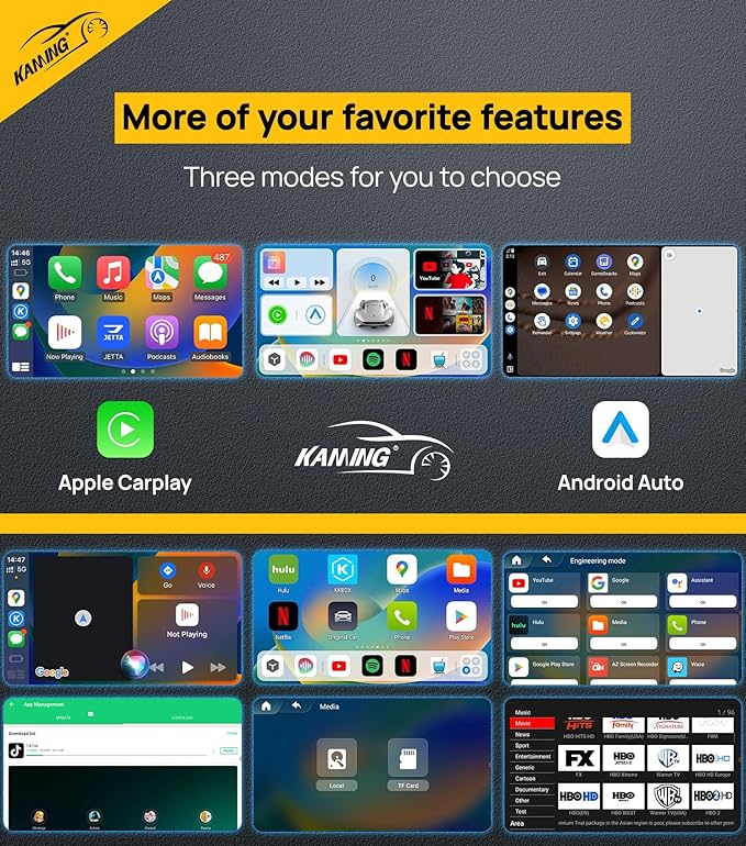 Wireless CarPlay Adapter, Android Auto Magic Box Build in Google Play, YouTube, Netflix, Live Sports and More! 4GB+64GB, 8Core Multimedia CarPlay Box with SIM, TF Card for OEM 2016 Wired CarPlay Cars